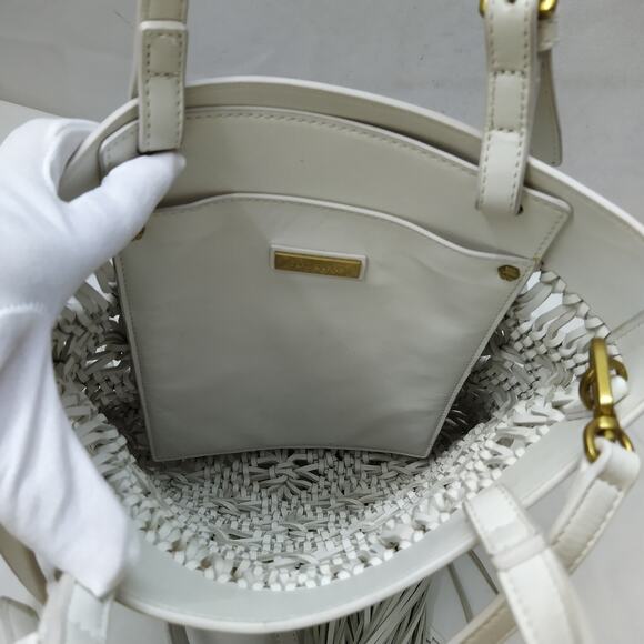 Tory Burch White Leather Woven Braided Macramé Fringe Limited Ed Crossbody Bag - Picture 11 of 16